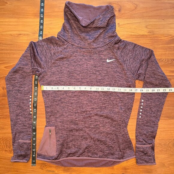 Nike Dri Fit Thermal Running Top, Turtleneck, Purple Heather, Small - Picture 2 of 11